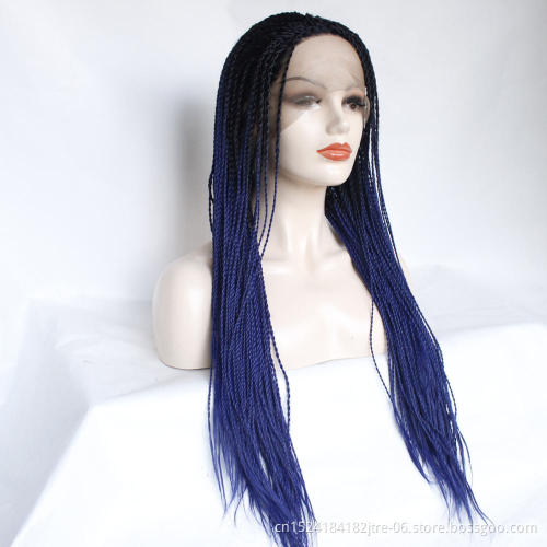 factory wholesale full micro senegalese twist braid wig, million braid synthetic lace front wig
